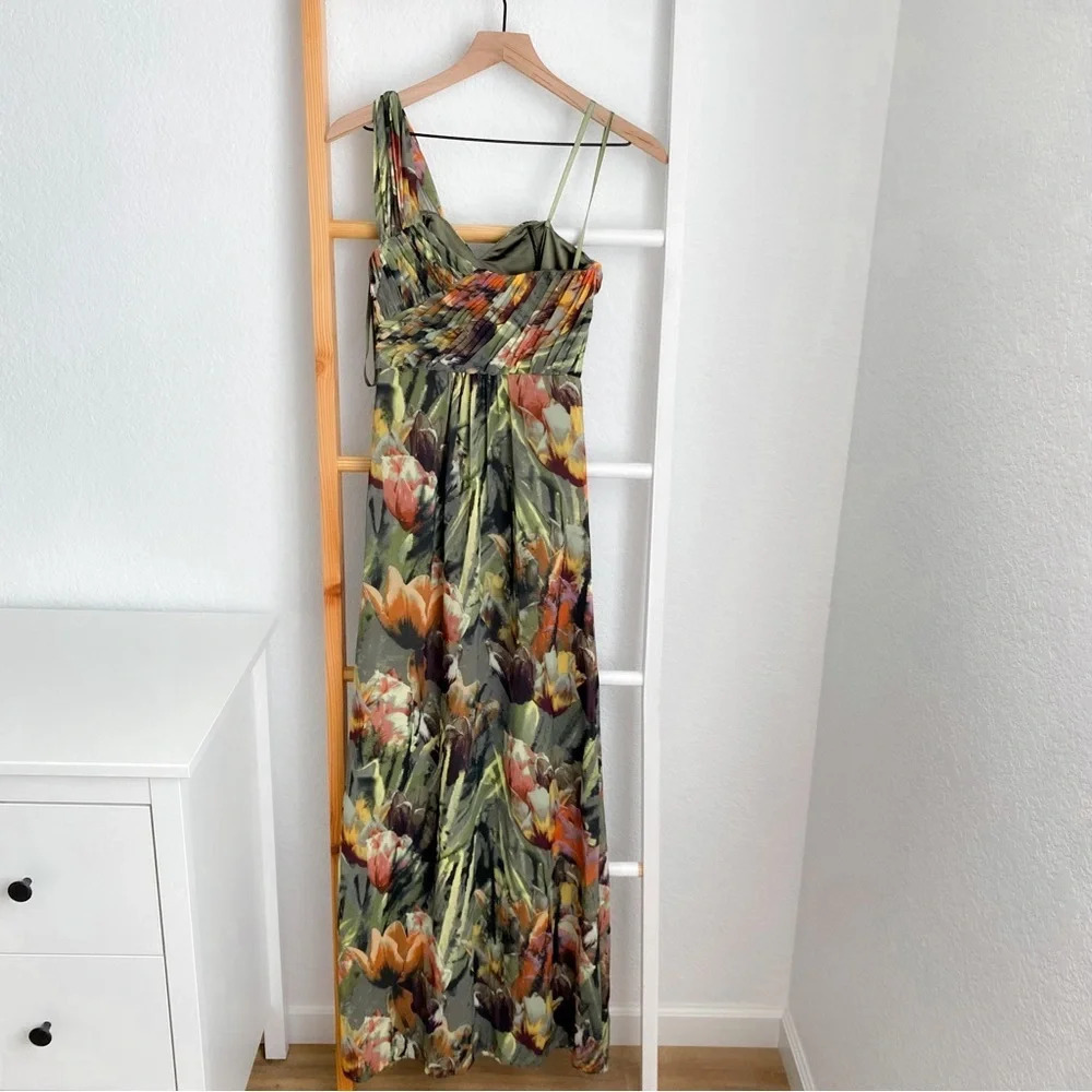 PRICE DROP! Ted Baker Maxi Dress One Shoulder Green Floral - Picture 4 of 12